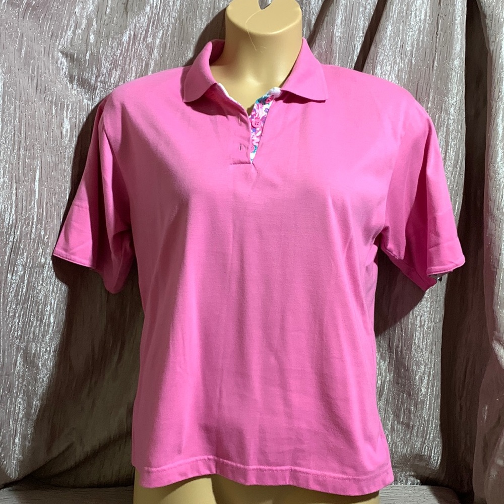 Zero Sport Polo Top blouse Pink Size M Stretchy